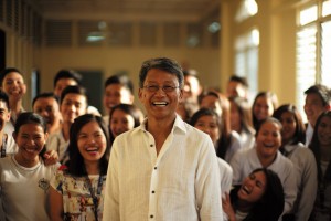 PhilDev's founder Dado Banatao during a visit to his old high school campus, in Iguig, Cagayan. Photo: PhilDev.